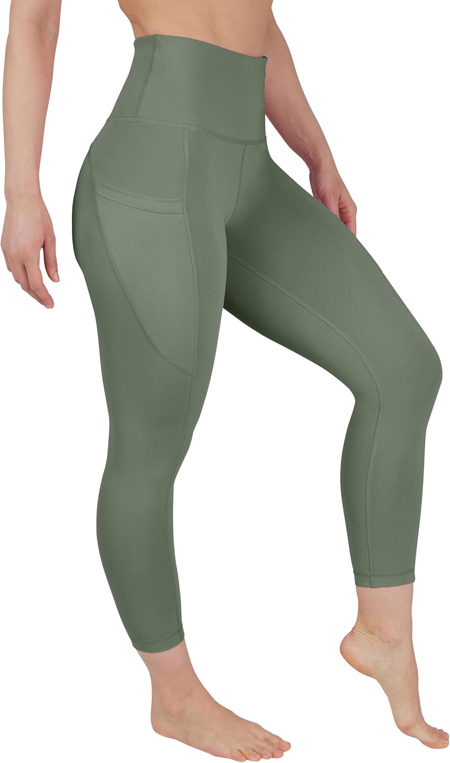 90 Degree By Reflex Womens High Waisted Capri Legging Side Pocket Squat Proof Gym Workout Yoga Pant - Image 4