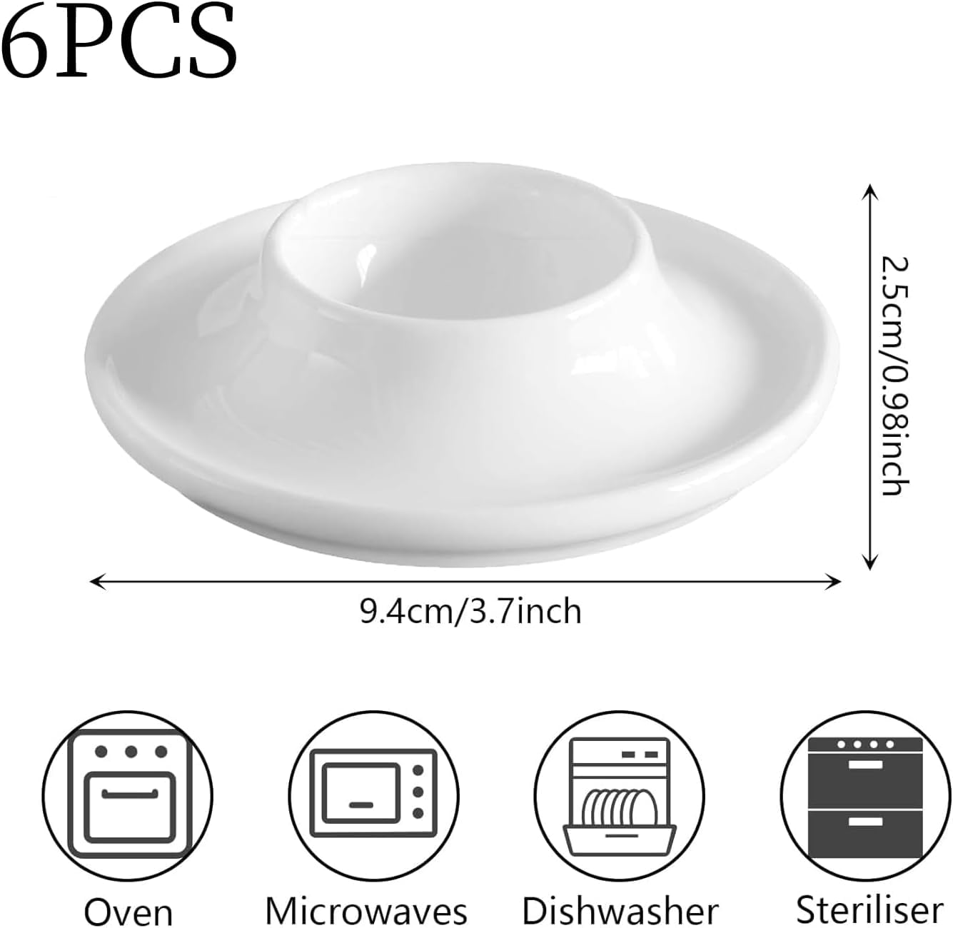 Portauovo Per Uova Sode - Set Da 6 In Bianco Per Colazione - Foto 6