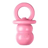 Puppy Binkie - Pacifier Dog Toy for Puppies - Stuffable Treat Chew Toy for Treats - Durable Natural Rubber for Teething Puppy - for Medium Puppies - Pink