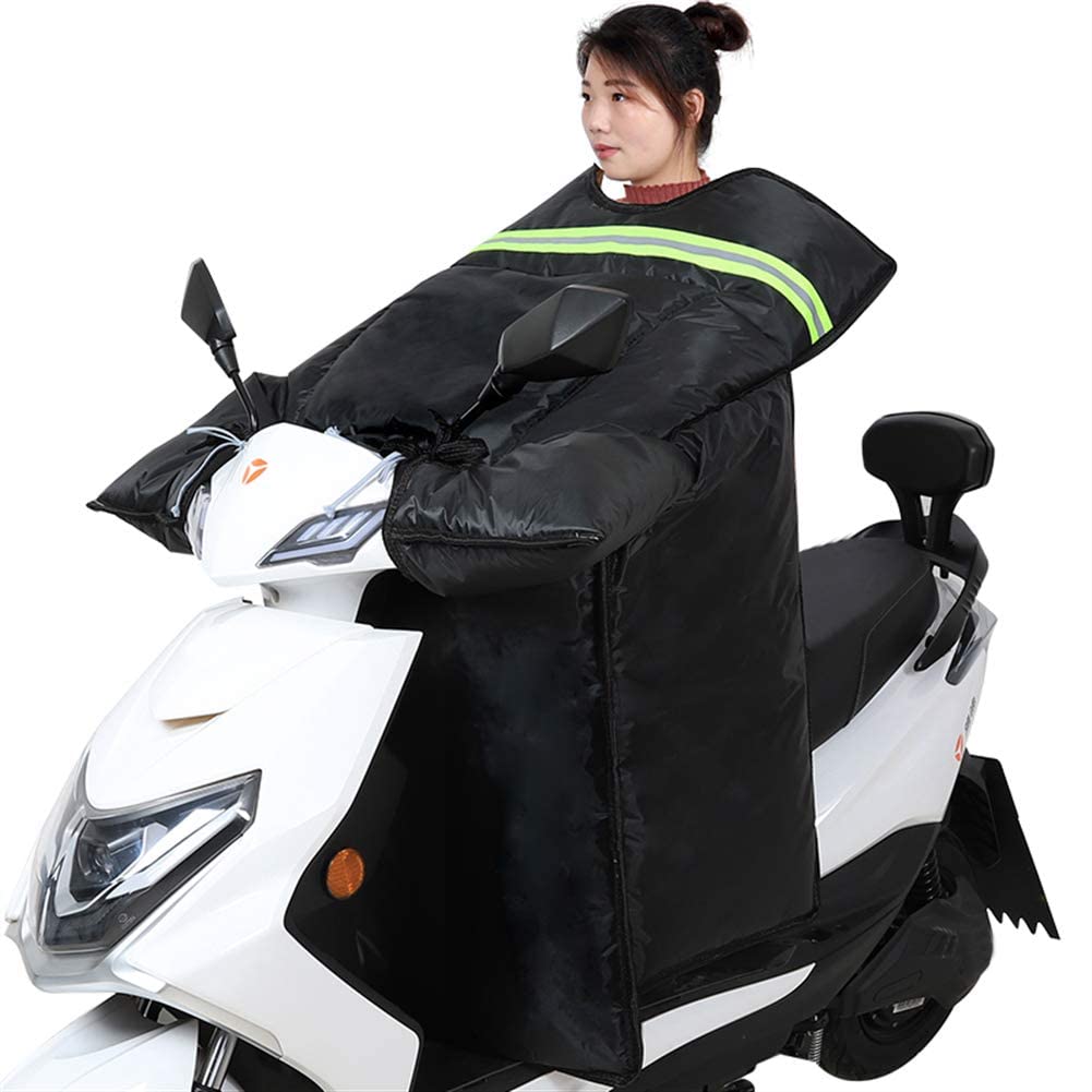 Coprigambe per Scooter, Grembiule per Gambe con Guanti da Manubrio Protezione per Gambe per Giacca a Vento da Moto per Scooter Nero