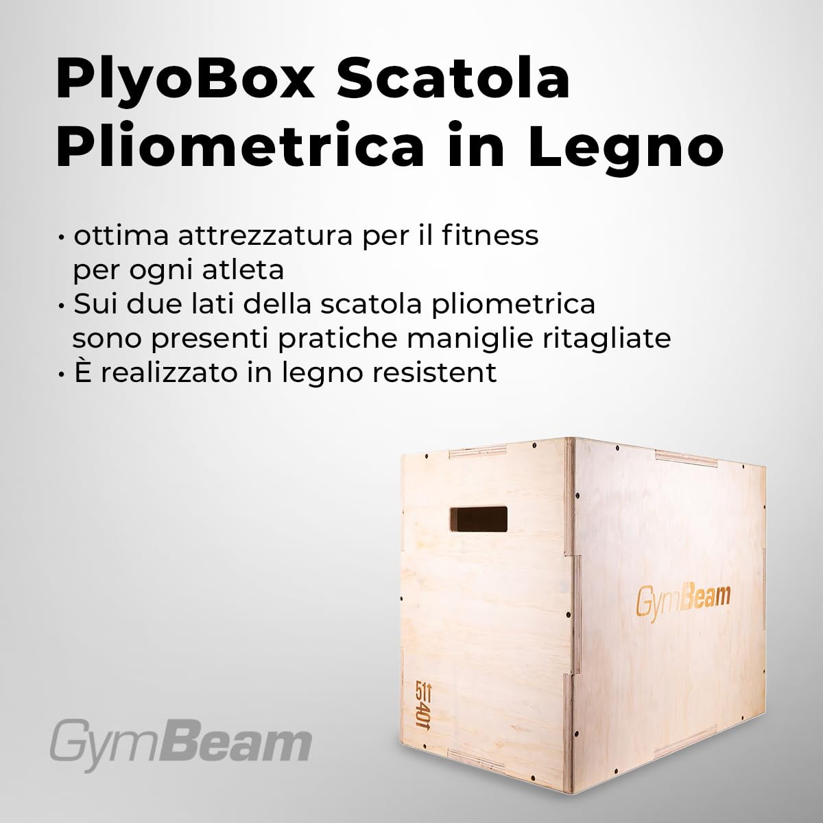 GymBeam Plyo Box 40 x 51 x 61 cm, Scatola Pliometrica in Legno per Palestra
