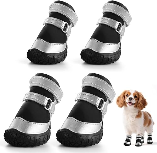 Miniatura 7 de Zapatos para perros pequeños, botas transpirables para perros, protectores de patas para caminar al aire libre, zapatos para cachorros con tiras