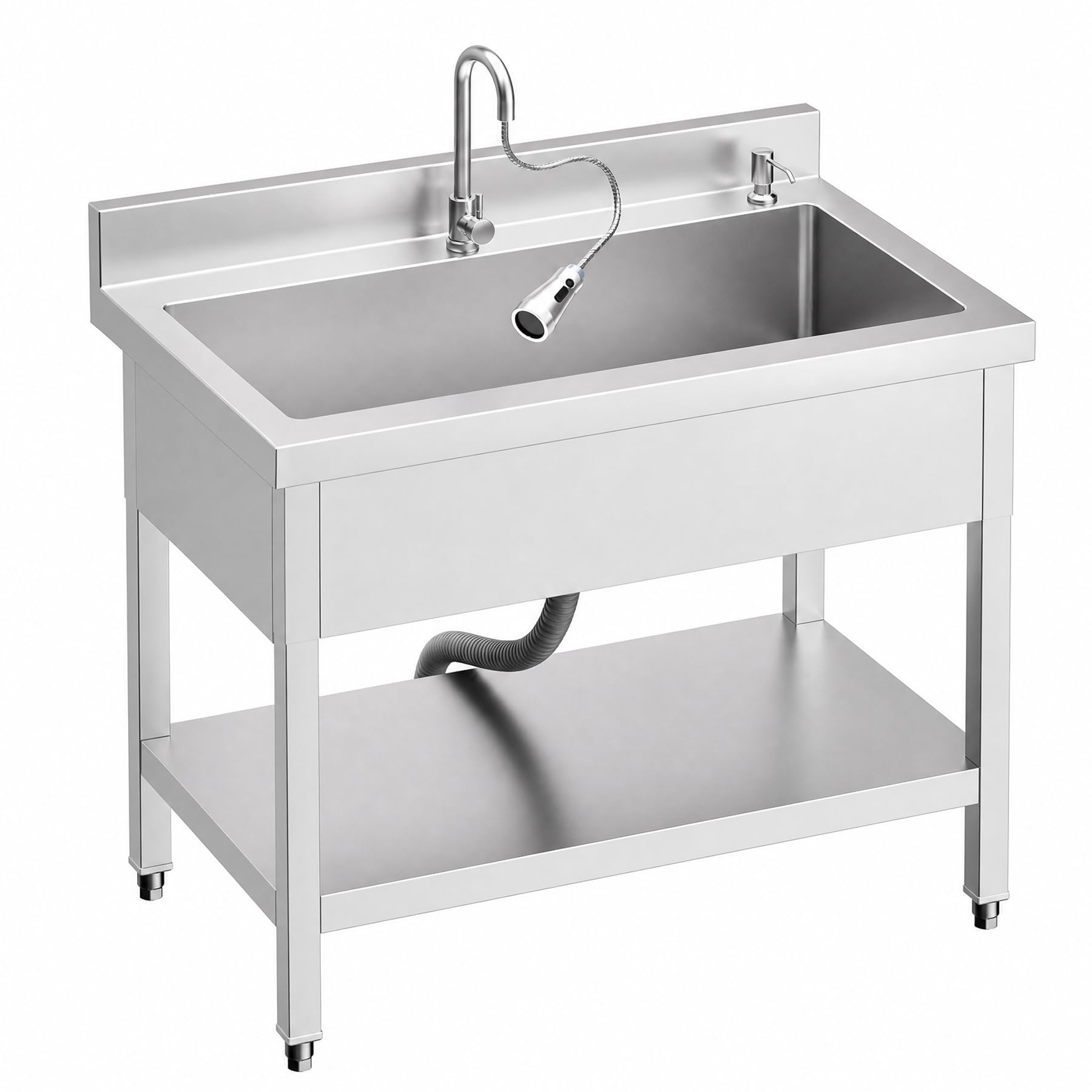 39" Stainless Steel Utility Sink, Deep Single Bowl Laundry Sink