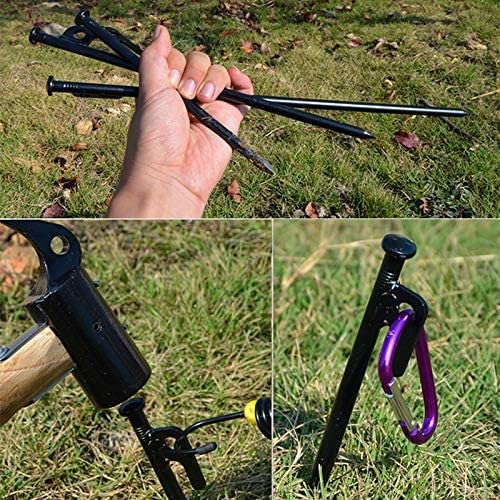 Młotek kempingowy, 6 wytrzymałych żelaznych śledzi do namiotu, lekkie i mocne śledzie do namiotu, niezniszczalny i nieelastyczny zestaw akcesoriów do namiotu do uprawiania turystyki pieszej, plec