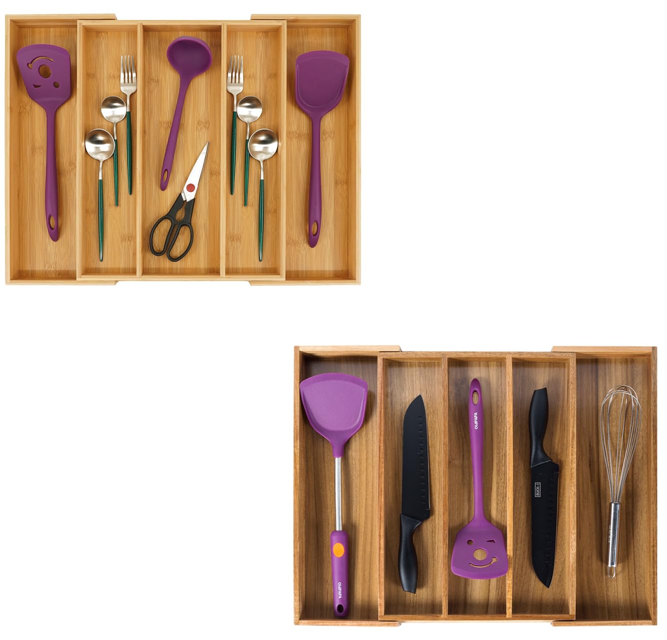 Amazon.com - Utoplike Bamboo Expandable Kitchen Drawer Organizer and ...