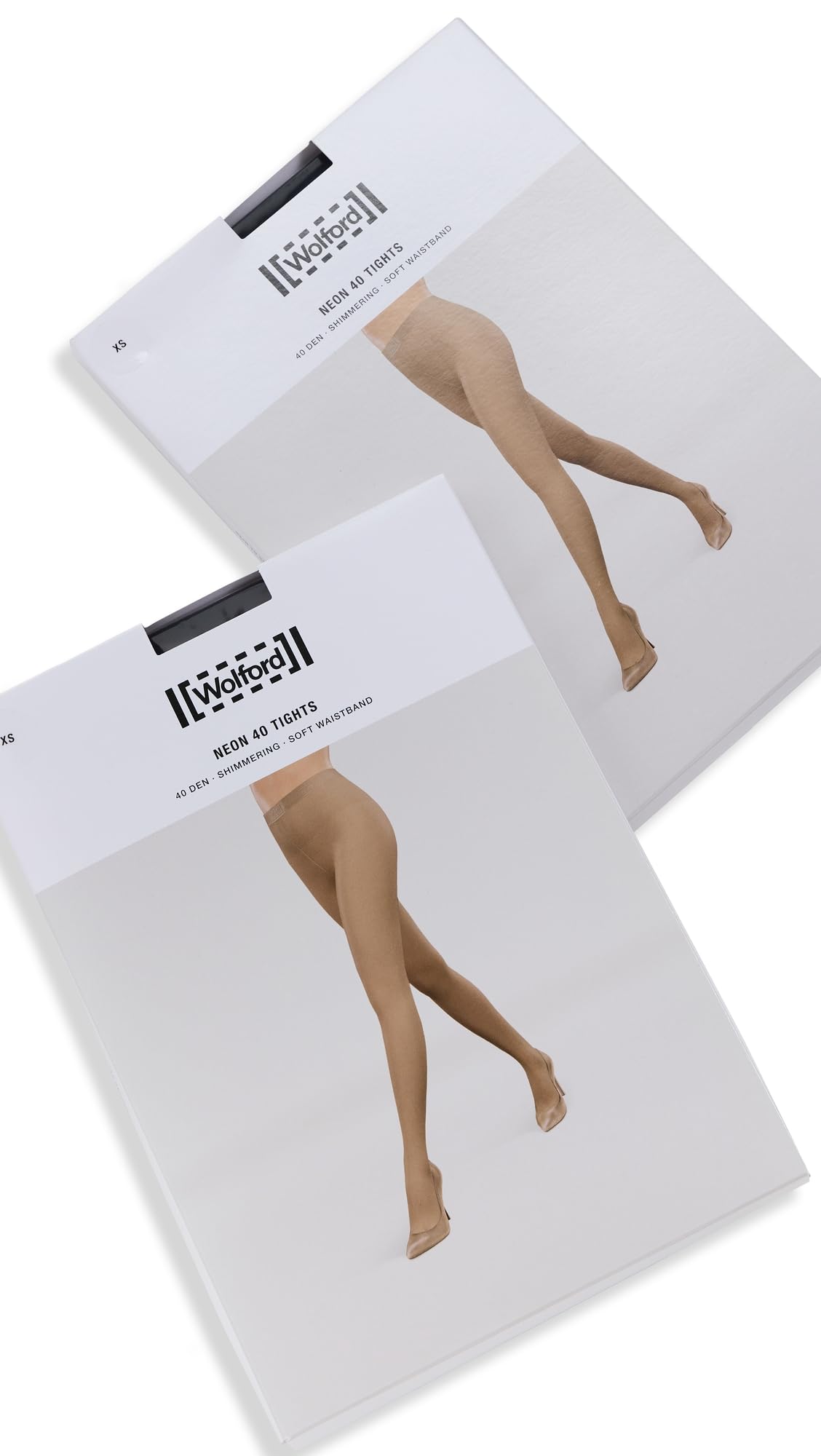 Wolford Women's Black Neon 40 Den Duo Pack Tights For Shiny Semi Sheer Pantyhose With Soft Waistband Glossy Finish, Small