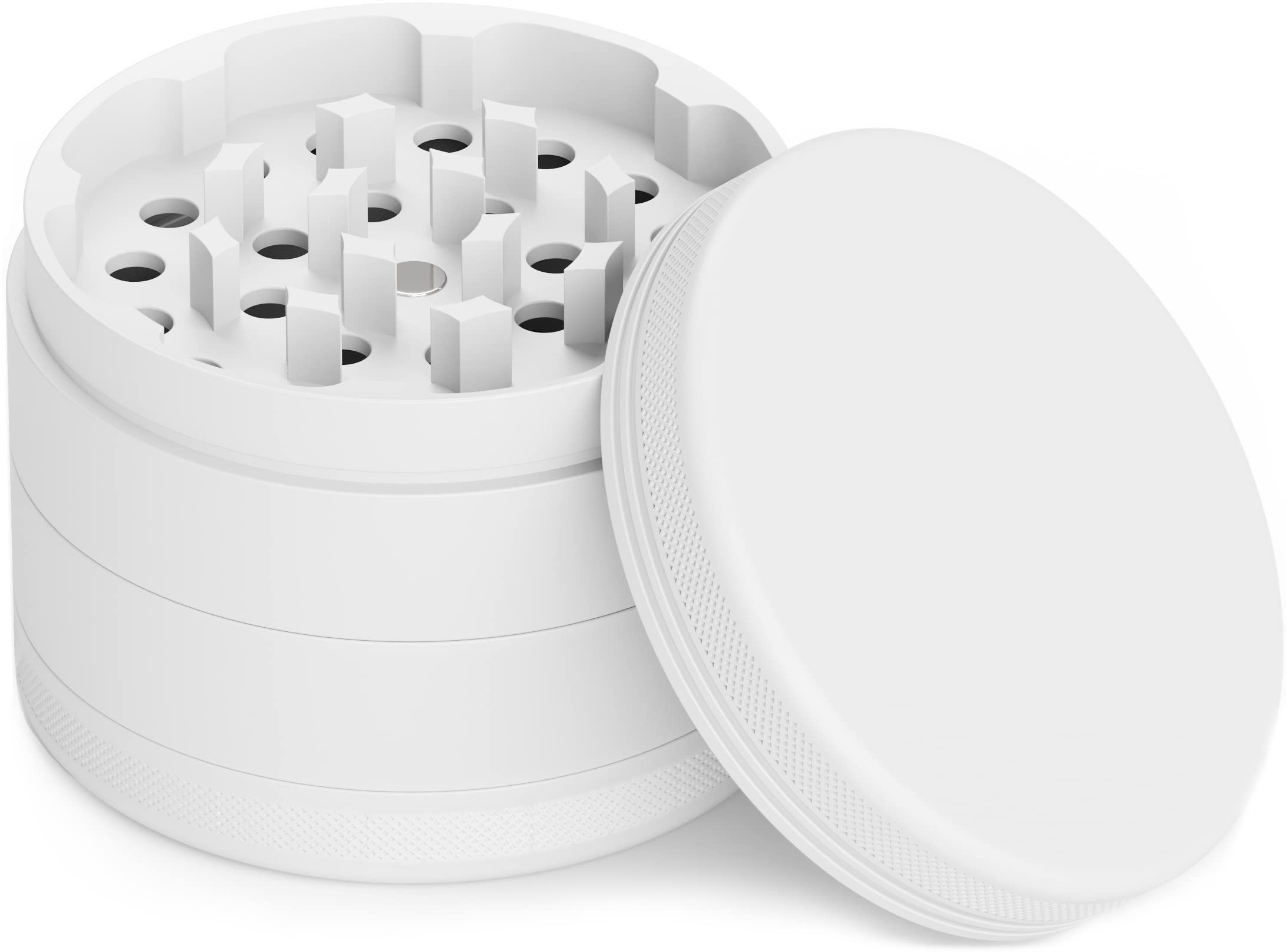Grinder In Alluminio Con Rivestimento In Nanoceramica, 63 Mm, 4 Pezzi, Antioderente, Con Sacchetto, Raschietto, Pennello E Boccaglio, Colore Grigio