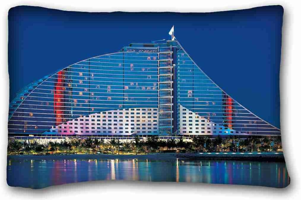 Soft Pillow Case Cover ( City dubai UAE Jumeirah Beach Hotel ) Standard Size Pillowcase for Hair & Facial Beauty Size 20x30 Inches suitable for Twin-bed PC-Purple-35661