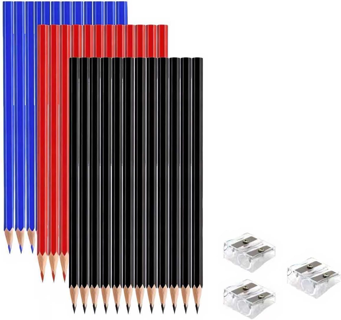 36 PCS Red Blue Black Colored Pencils, Pre-sharpened Professional Wooden Art Pencils Set for Artists Painting | Premium Drawing Sketching Supplies (Red Blue Black)