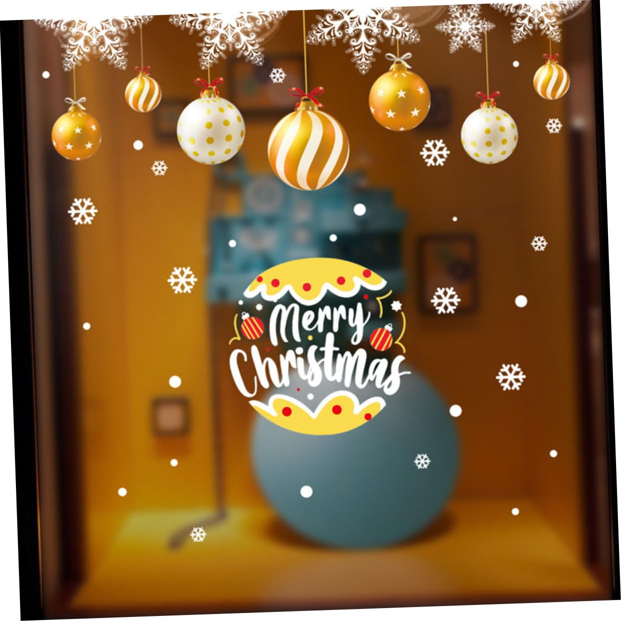 PRETYZOOM 4 Hojas Pegatinas estáticas navideñas calcomanías de ventana de de nieve ventana de invierno se aferra christmas window stickers decoração decoración de oro