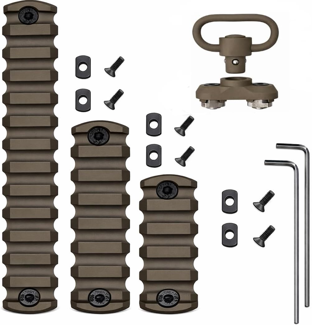 Gotical Combo of 4 Slots & 7 Slots M-Lock Rail Picatinny Rail Section Adapter Super Value Pack M-Lock with Set of Screws ML0K Picatinny Accessory Rail (TAN/FDE)