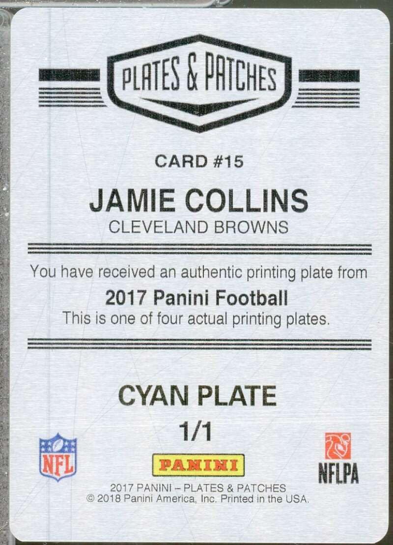 Jamie Collins 2017 Panini Football Plates Patches Printing Plates Cyan (1/1) #15