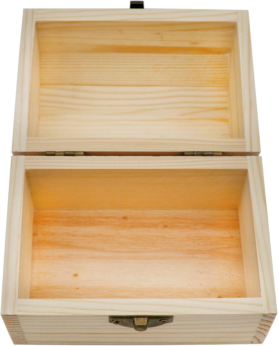 Hsiwto Plain Unfinished Wood Box, Unpainted Wooden Jewelry Box DIY Craft Storage Treasure Chest Toy Case