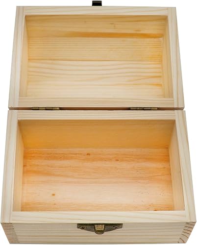 Miniatura 2 de Hsiwto Caja de madera lisa sin terminar, caja de joyería de madera sin pintar DIY artesanía almacenamiento tesoro caja de juguete