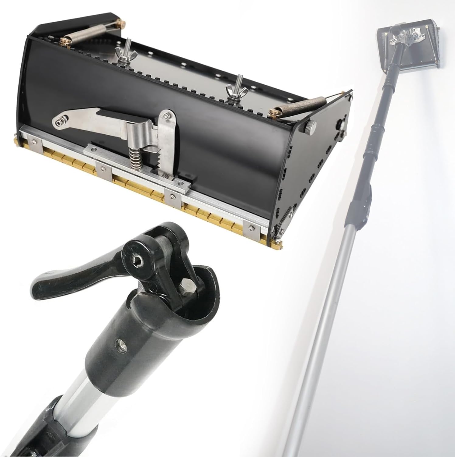 Professional Drywall Flat Finishing Box Set - 8/10/12 Inch Tools with Large-Capacity Putty Boxes, Adjustable 106-165cm Handle, Includes 10 Inch Pole for Efficient Drywall Finishing