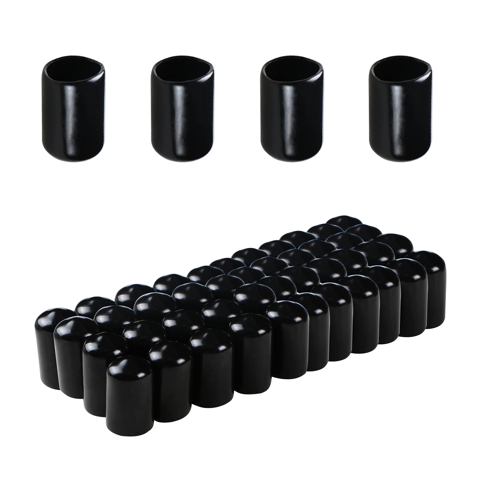 AopinRubber Round End Cap Cover 0.33 Inch (8.5mm) Screw Thread Protectors PVC Flexible Tubing Pipe Protective Bolt Screw Thread Protector Safety Cover | for Pipe Post Tubing Rod Cover 100 Pcs (Black)