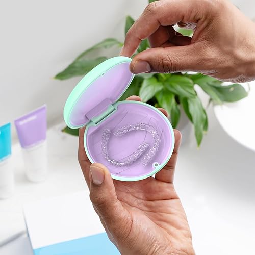 Miniatura 12 de Paquete de 2 fundas de retención compatibles con Invisalign, linda funda de alineador delgado de ortodoncia con herramienta de extracción y cepillo