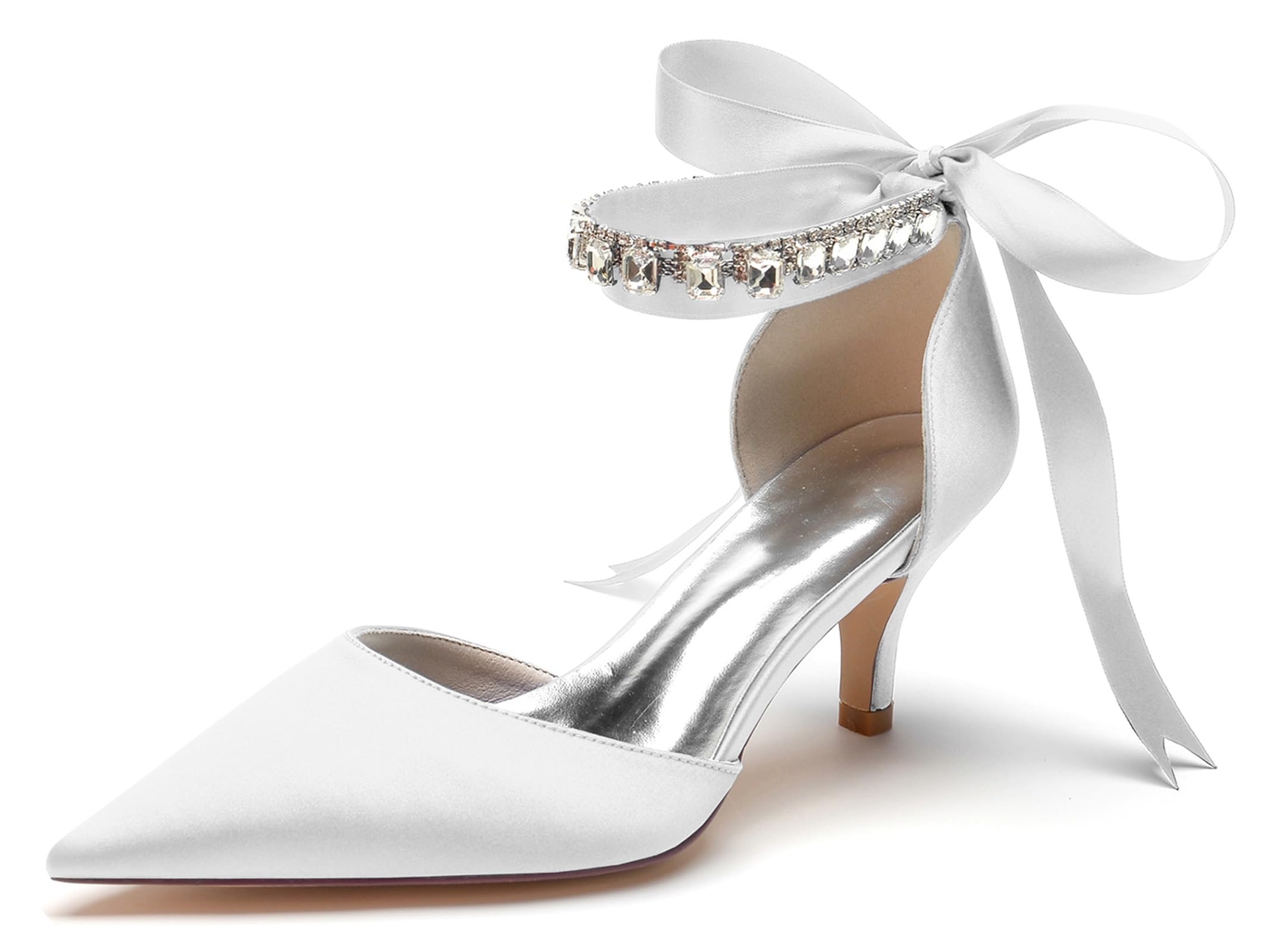 MY106 Chaussures de soirée sexy pour femme Talon bas pointu Escarpins de mariage avec nœud