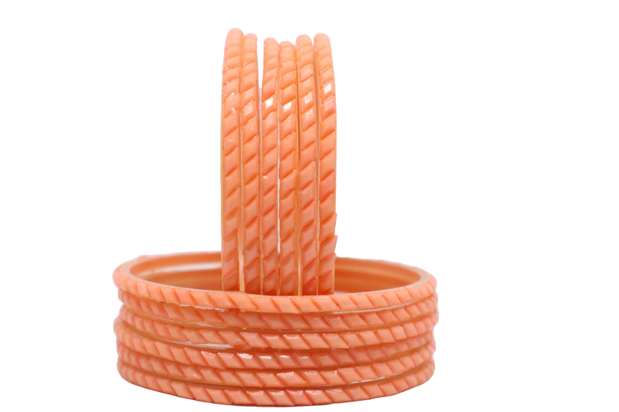 Simple Glass Bangles With Diamond Cut For Adult,Women and Girls (Packing Of 12 Bangles) (PEACH, 2.4) (B0D5QQDZMM) Amazon Price History, Amazon Price Tracker