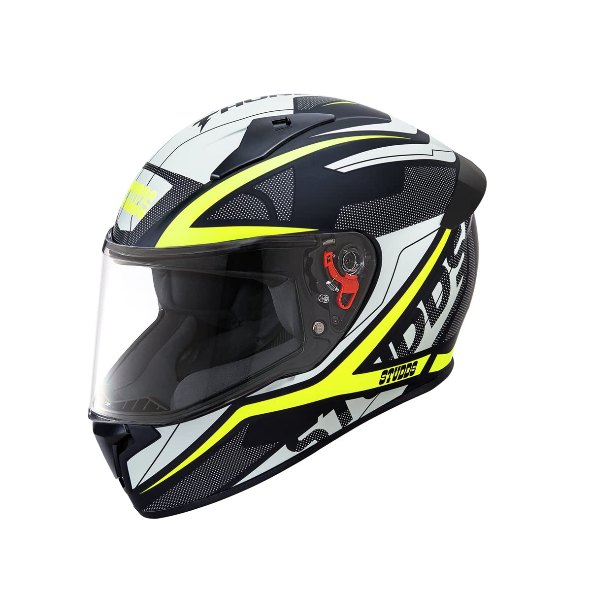 Studds Thunder Full Face Helmet D4 with Clear Visor (Matt Black N5, L