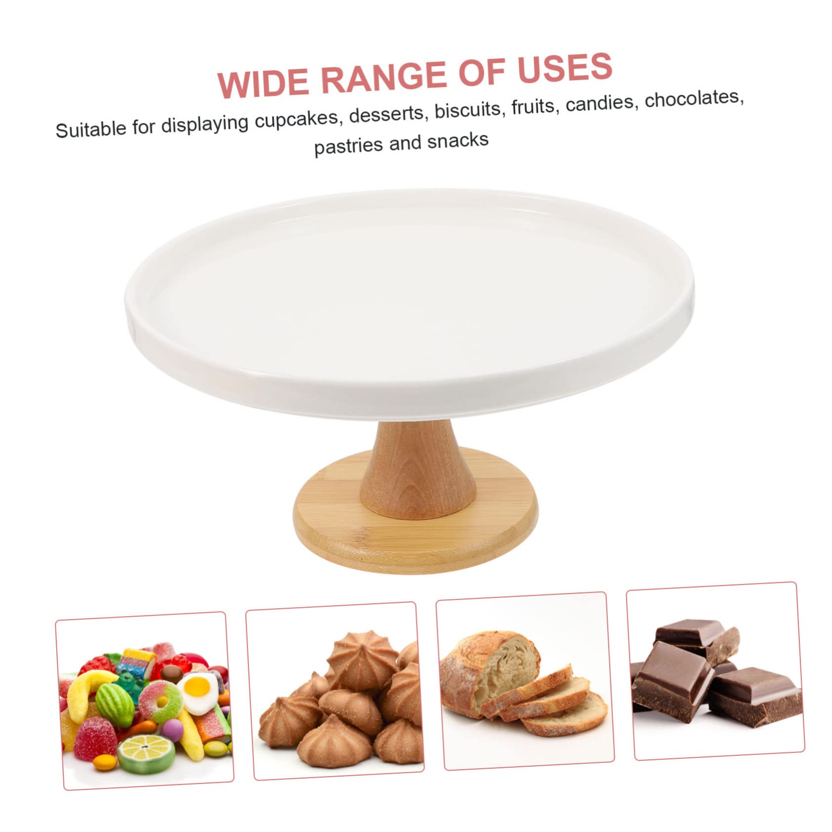 Expositor para Tartas Decorativo de Madera y Cerámica, Ligero