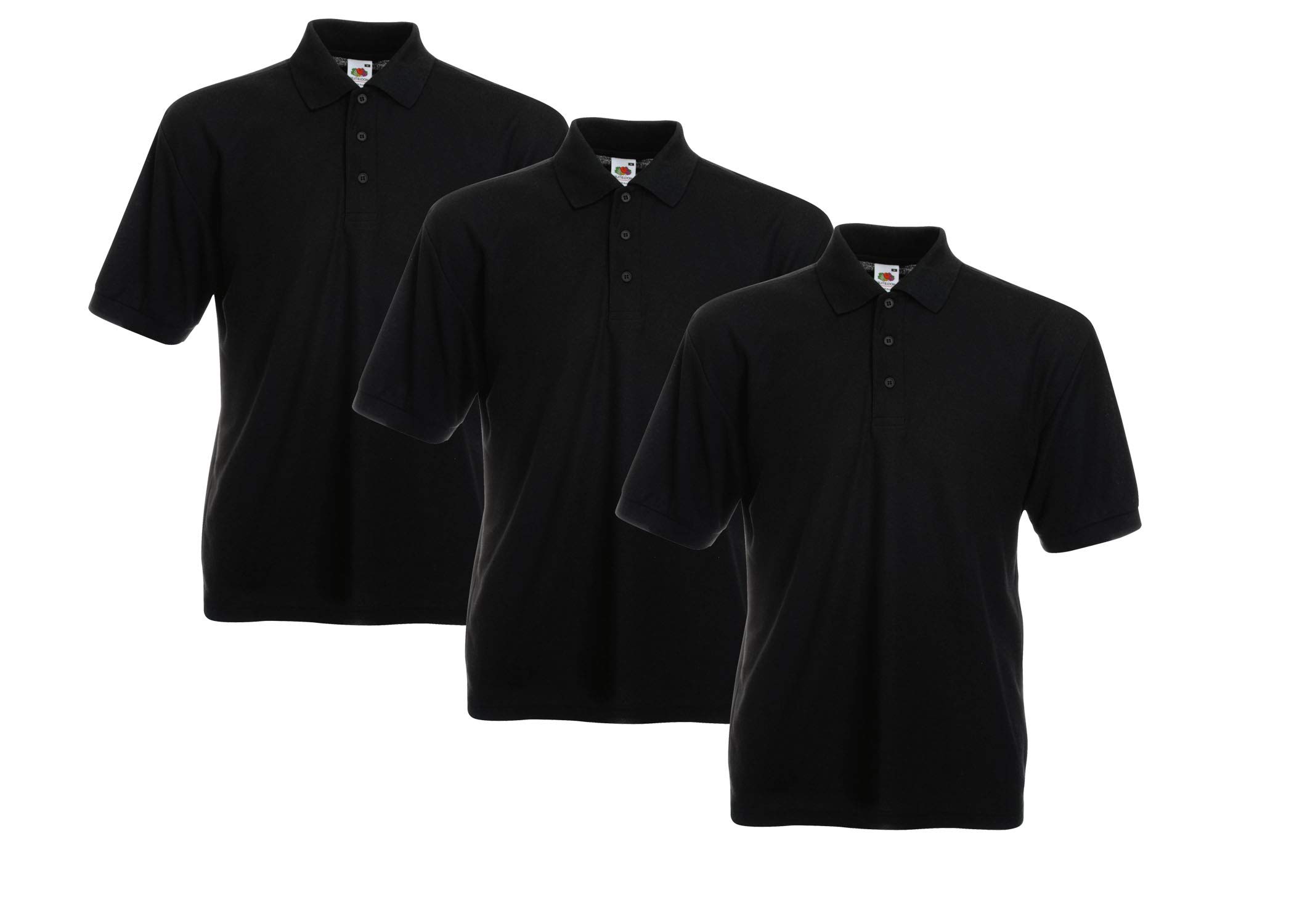 Fruit of the Loom Men’s Polo Shirt, Pack of 3 - Black - XXX-Large