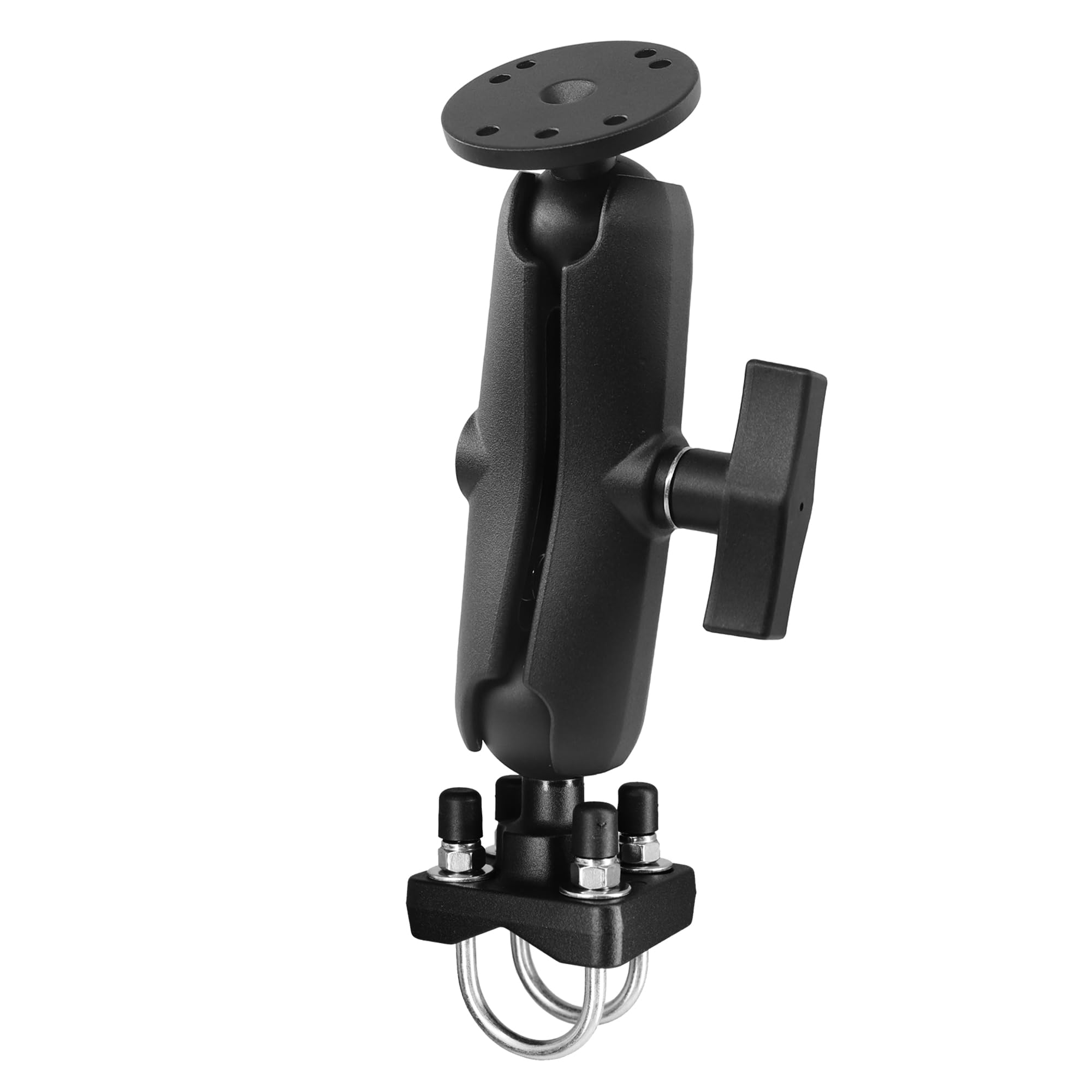 1,5 Zoll AMPS Halterung mit Doppel-U-Bolzen-Basis für 19-31mm Rohre/Reling, C-Größe Halter aus Marine-Aluminium für Gabelstapler, LKW, Boot & Traktor, kompatibel mit RAM Mounts