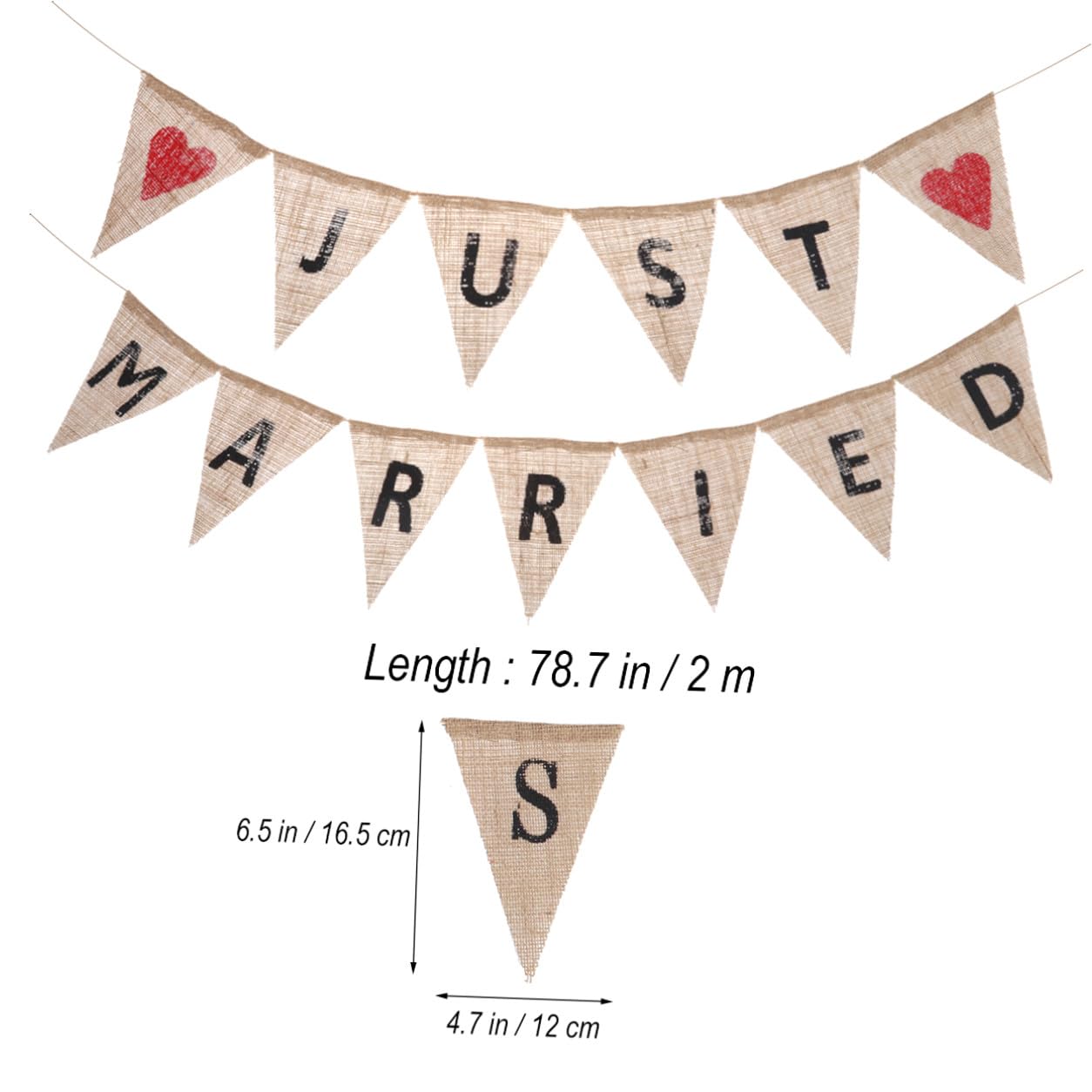 Abaodam 3 Stücke Verheiratet Banner in Sackleinen Leinen Dreieck Flagge Foto Prop Für Hochzeit Party Dekorationen
