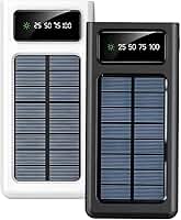Carregador Portátil Power Bank Solar 10000mAh Resistente, Impermeável e à Prova de Poeira com Lanterna LED Ideal para Trilhas, Acampamentos e Aventureiros ao Ar Livre - Preto ou Branco