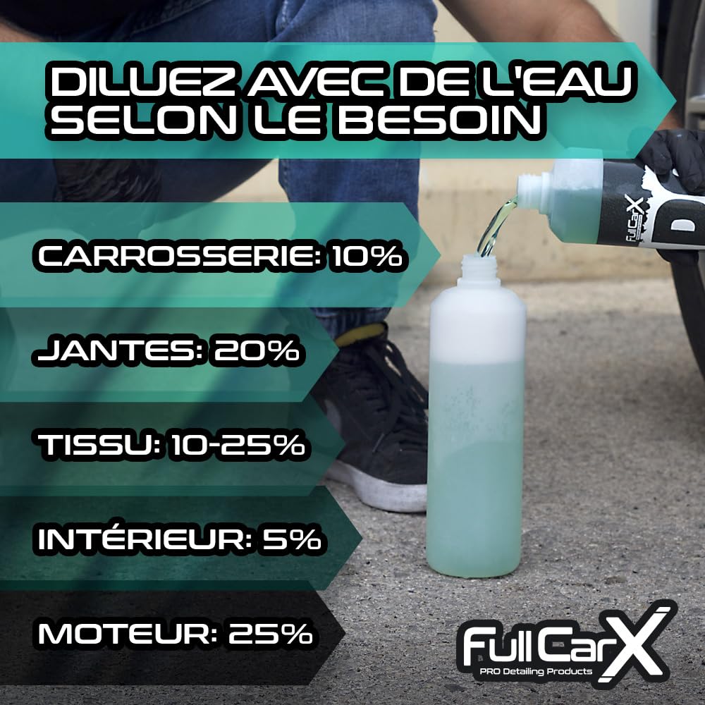 FULLCARX APC Tout-En-Un Ultra Concentré 750ml Nettoyant Polyvalent Voiture, Diluer dans l'Eau, Convient à Toutes Surfaces Carrosserie Jantes Textile Intérieur Produit Nettoyage Detailing Professionnel