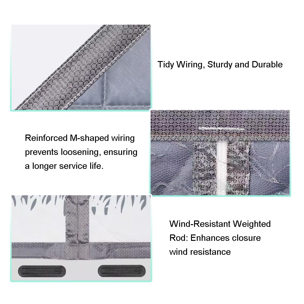 Tenda isolante termica in tessuto Oxford, copertura per porta d'ingresso, chiusura magnetica, tenda per porta francese (grigio, 80 x 205 cm)