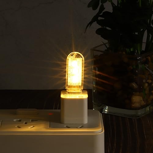 Miniatura 5 de PATIKIL Luz nocturna USB, paquete de 4 mini lámpara LED portátil, enchufable, 3 cuentas para decoración del hogar, lectura, dormir, campamento,