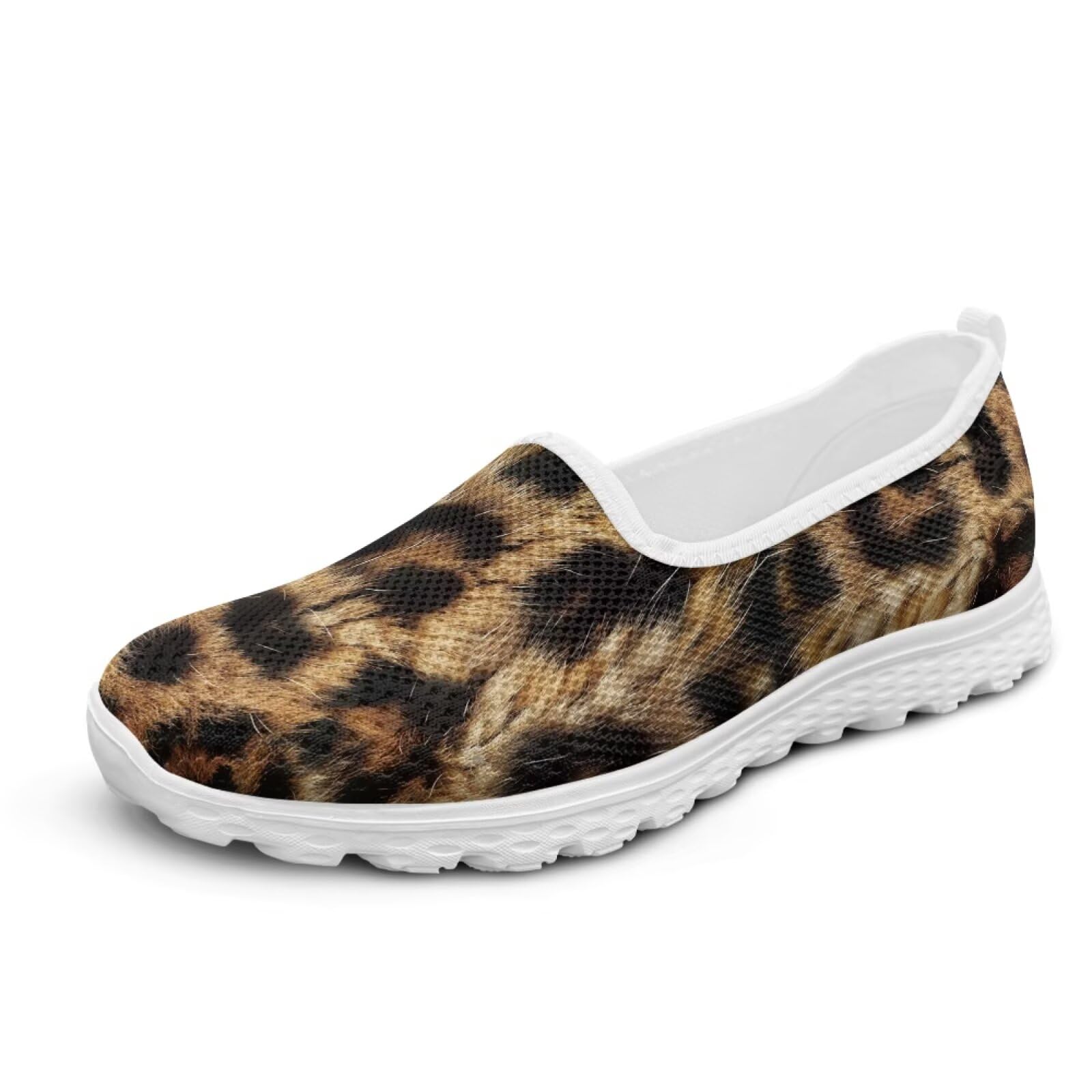 Mocassini da passeggio antiscivolo da donna, con motivo leopardato, alla moda, casual, con memory foam