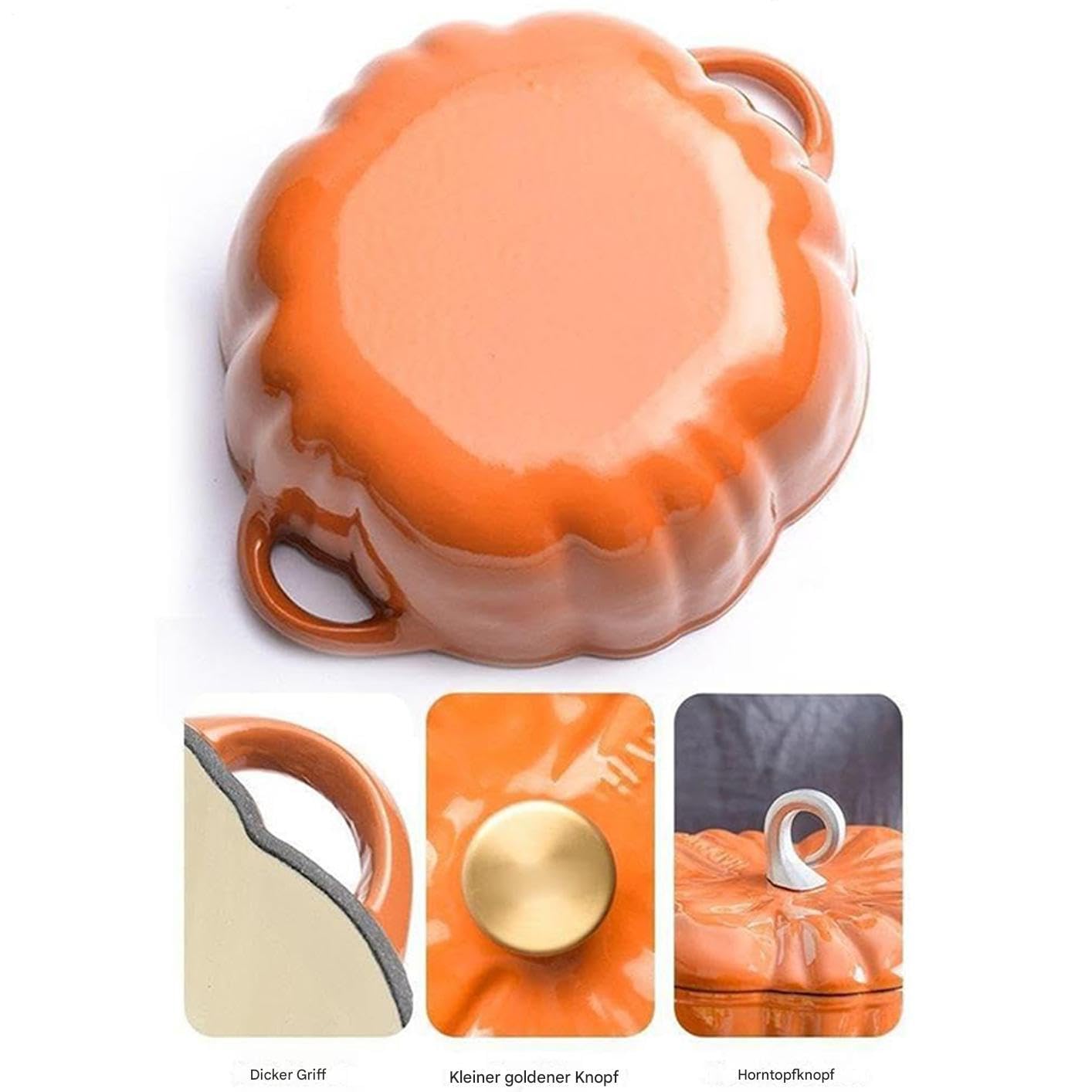 Kürbis-Kochtöpfe für das Kochen Niedliches Halloween Kochutensilien Und | Kürbis Dutch Oven aus Gusseisen Schmortopf zum Schmoren Köcheln Backen für Reis Soßen Essen Küche Haushalt un