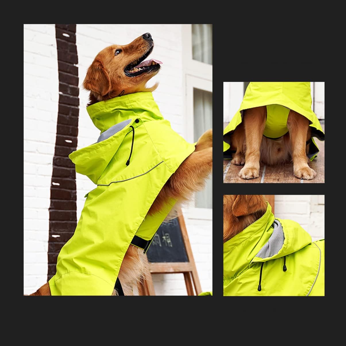 High Collar Dog Rain Coat Nylon Pet Rainwear Dog Rain Slicker Comfortable for Wet Weather