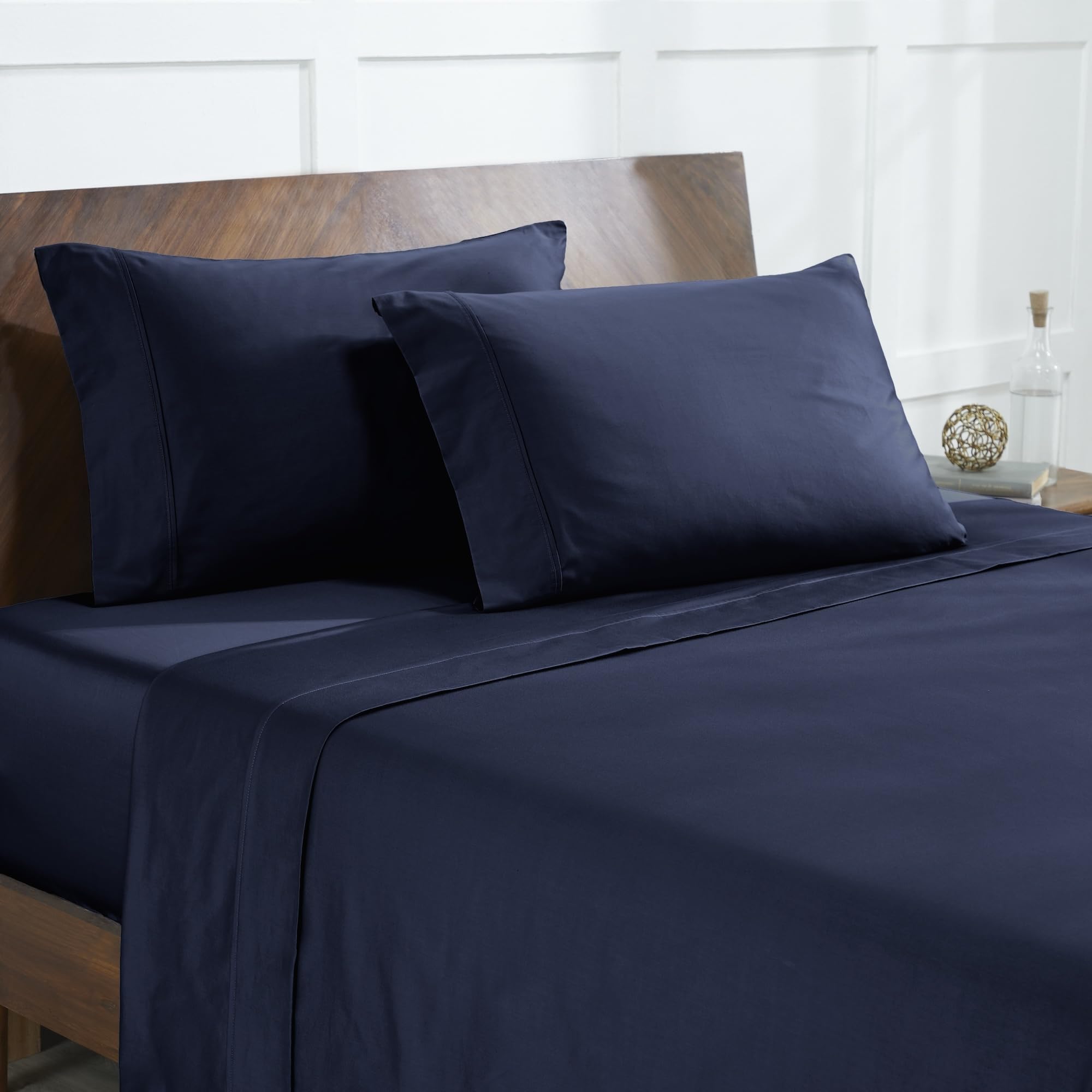 Modern Threads 400 Thread Count 100% Egyptian Cotton 4-Piece Sheet Set, Ultra Soft, Breathable, Durable, Luxurious Bedding, Navy Full