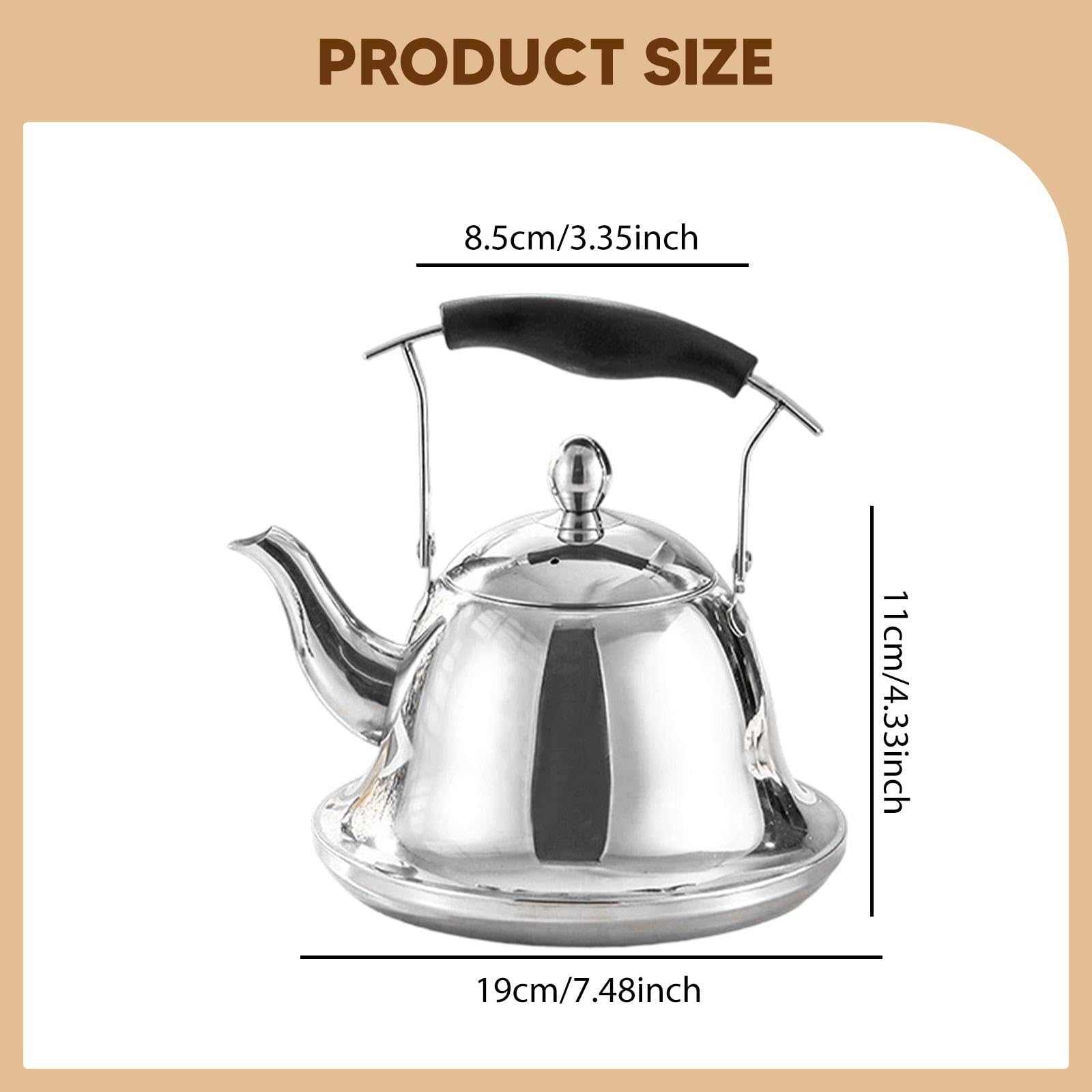 Hervidor de Acero Inoxidable Apto para Uso Alimentario con Asa Plegable, Pequeño Electrodoméstico de Cocina, Tetera de Ebullición Rápida, 2.0l Plata, Individual