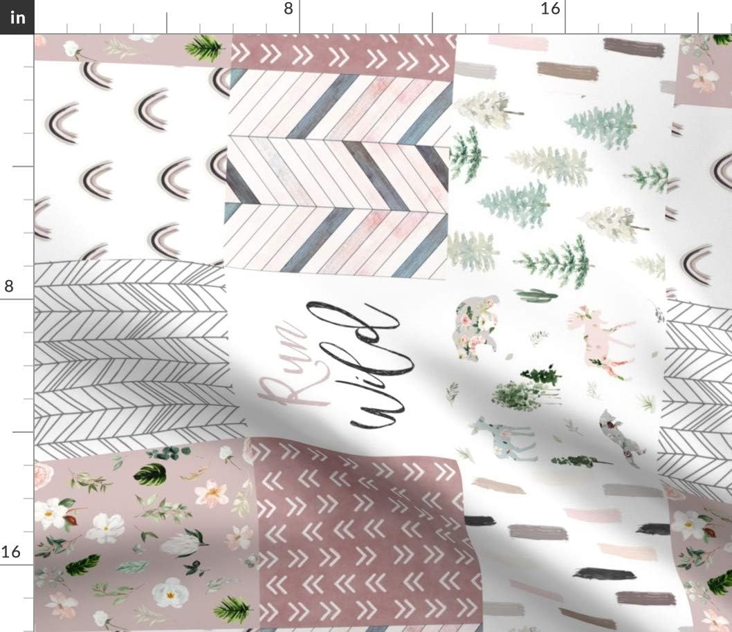 Spoonflower Fabric - Run Wild Woodland Watercolor Boho Floral Florals Flowers Printed on Petal Signature Cotton Fabric by The Yard - Sewing Quilting Apparel Crafts Decor