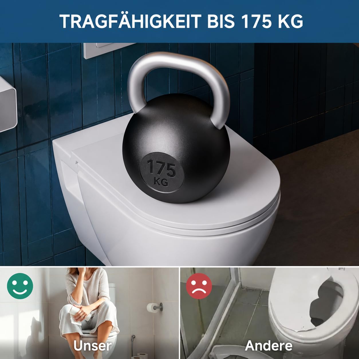 CECIPA Toilettendeckel mit Absenkautomatik D-Form [Kurz] Einfache Montage