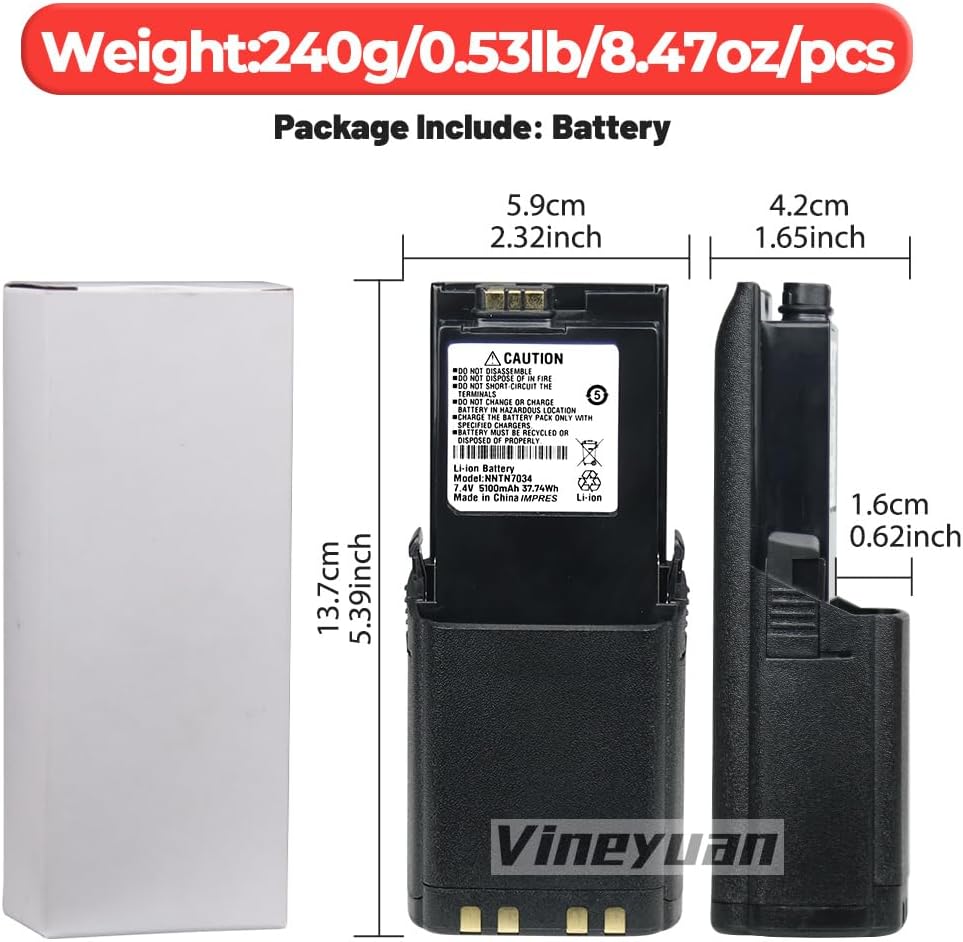 7.4V 5100mAh High Capacity NTN7034 IMPRES Battery Compatible for APX6000 APX7000 APX6000XE APX7000XE APX8000XE SRX2200 Radios Replacement Li-ion Battery - Image 7