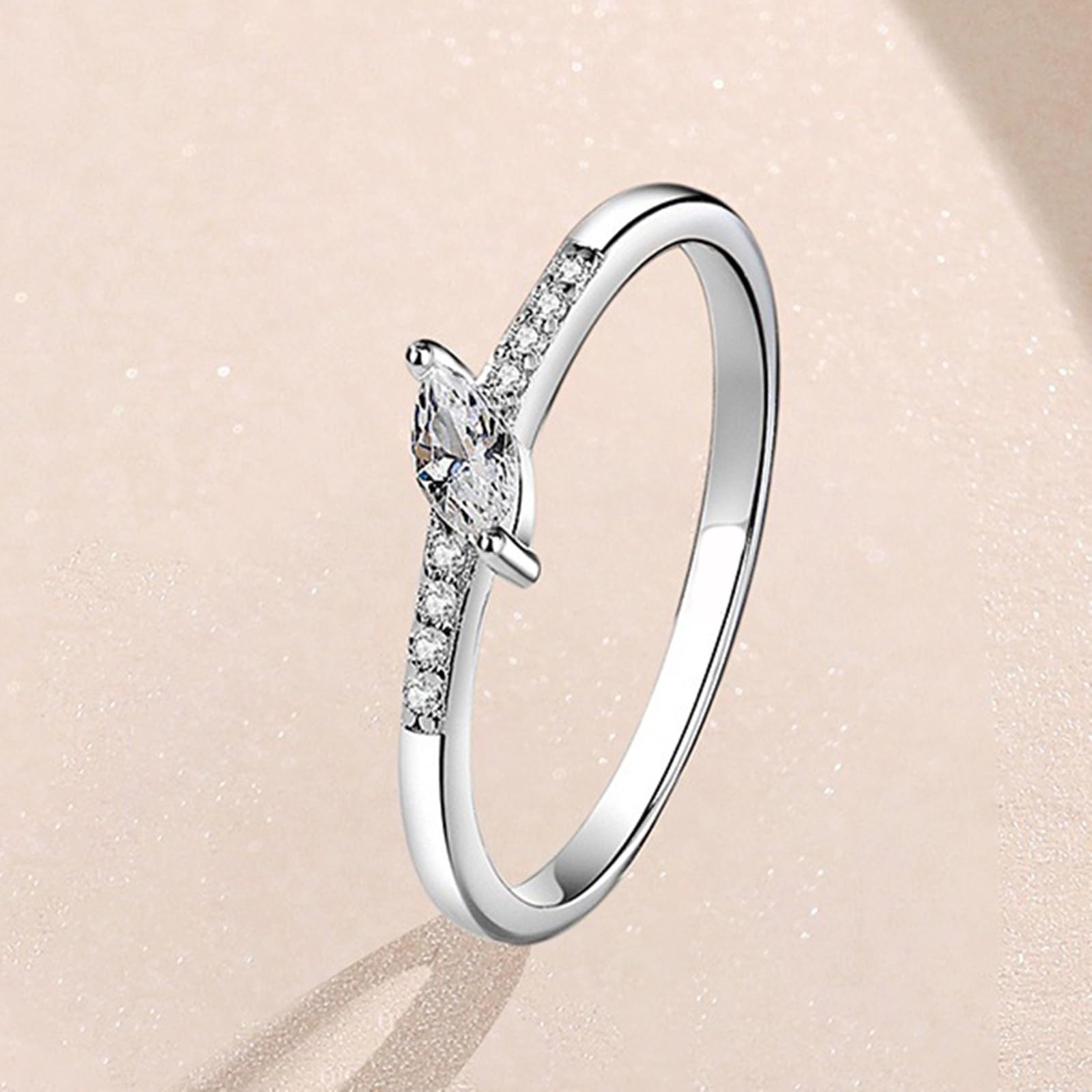 Anillo de boda de oro blanco de 9 K/14 K/18 K/Platino 950, anillo de boda para mujer, 4 x 2 mm, diamante blanco, 0,2 ct