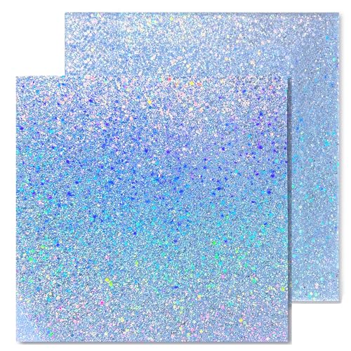 Image of Glitter Acrylic Sheets, White, 8 inchx8 inch, 2 Pack | 1 /8 in Thick, Cast Sparkly, For Laser Cutting, Engraving, Invitation Blanks