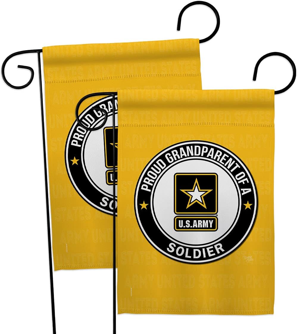 Proud Grandparent Soldier Garden Flags 2pcs Pack Armed Forces Army Rangers United State American Military Veteran Retire Official Small Gift Yard House Banner Double-Sided Made In USA 13 X 18.5
