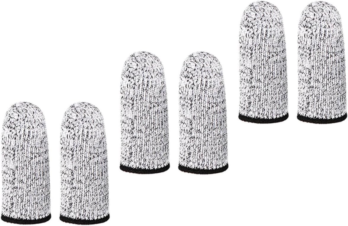 SOLUSTRE Cut Resistant Finger Protection Sleeves 6pcs (3 Pairs) Hppe Material Anti-Cutting Finger Cots for Kitchen Carving and Industrial Use