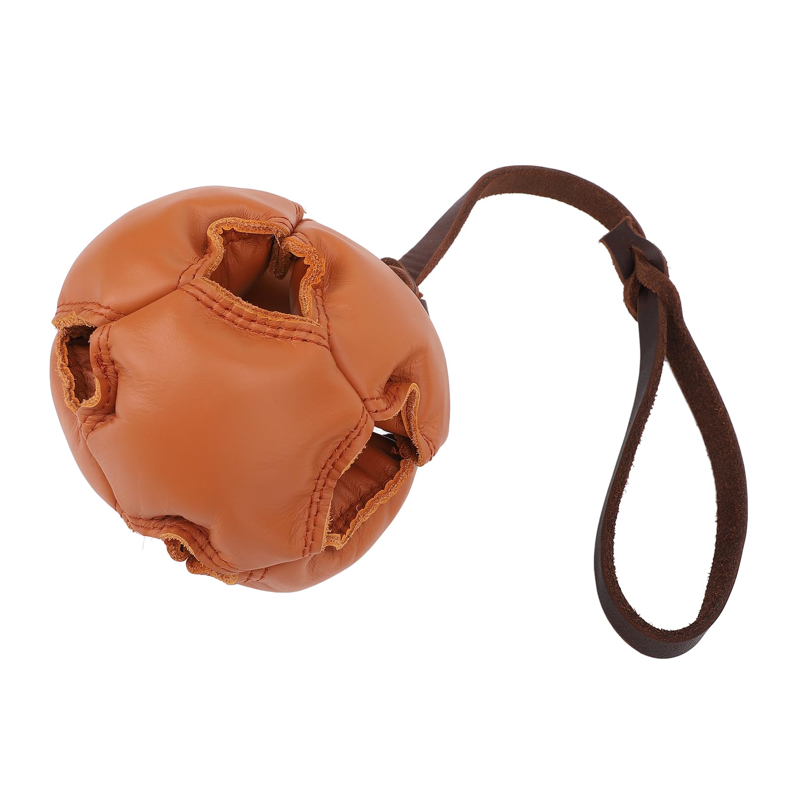 HEEPDD Leather Dog Ball, Energy Release Safe Chew Toy Reduce Anxiety Small Medium Dogs Portable Dog Training Ball for Training Entertainment Lightweight (Dark Brown)