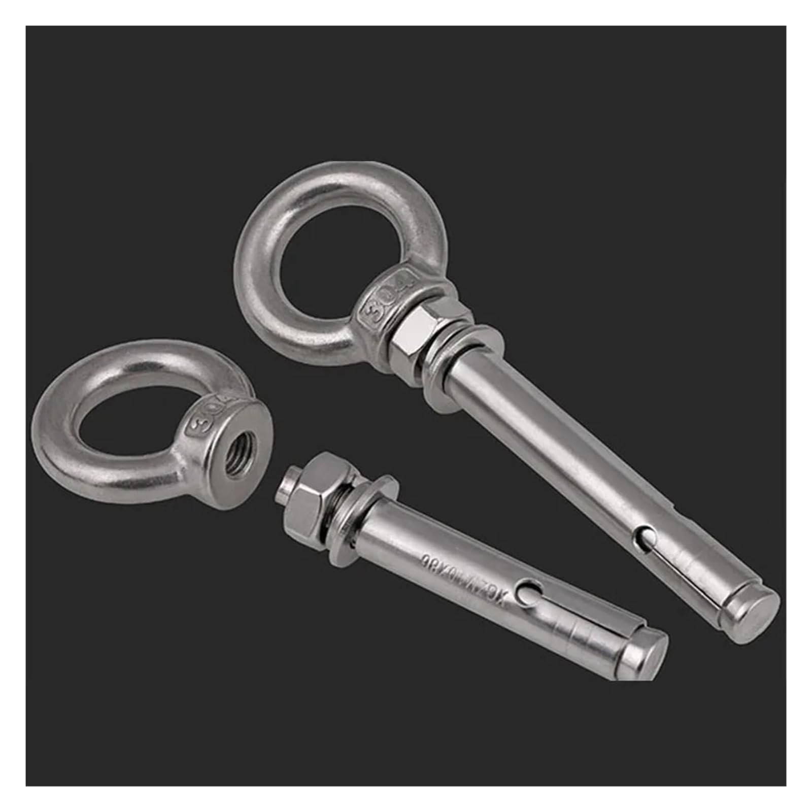 Pernos de ojo, Pernos de expansión de anclajes de manga de hormigón con ojo de elevación M6 304 SS A2-70, 50-100 mm(M6X60mm-10pcs)