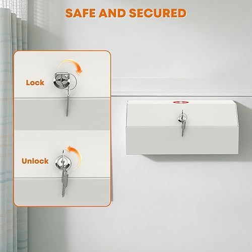 Miniatura 6 de Metateel Botiquín de medicina con bloqueo, caja de almacenamiento de primeros auxilios de acero para montaje en pared con cerradura de llave,