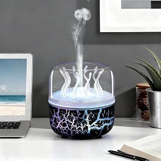 Jellyfish Humidifier Diffuser, 280ml Essential Oil Diffuser with Remote, 7 Colors LED Light, Suitable for Car, Travel, Bedroom, Office and Other Places, Auto-Off (Black)
