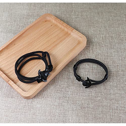 Koedln Shark Tail Anchor Turtle Hook Bracelet Nylon Polyester Rope Adjustable Bracelet For Men Boys-Turtle, Black #TOP3