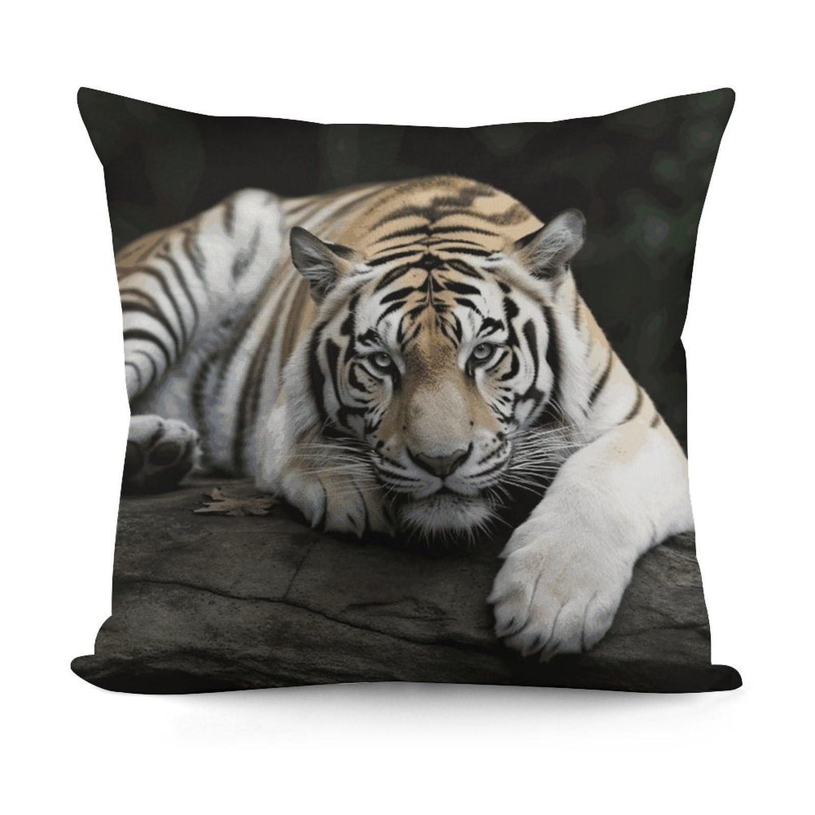 VstaDank Tiger Lie On Rock Throw Pillow Covers 18x18 Inch Soft Couch Home Decor Cushion Cover Comfortable Plush Square Cushion Case Farmhouse Decorative Pillowcase for Living Couch